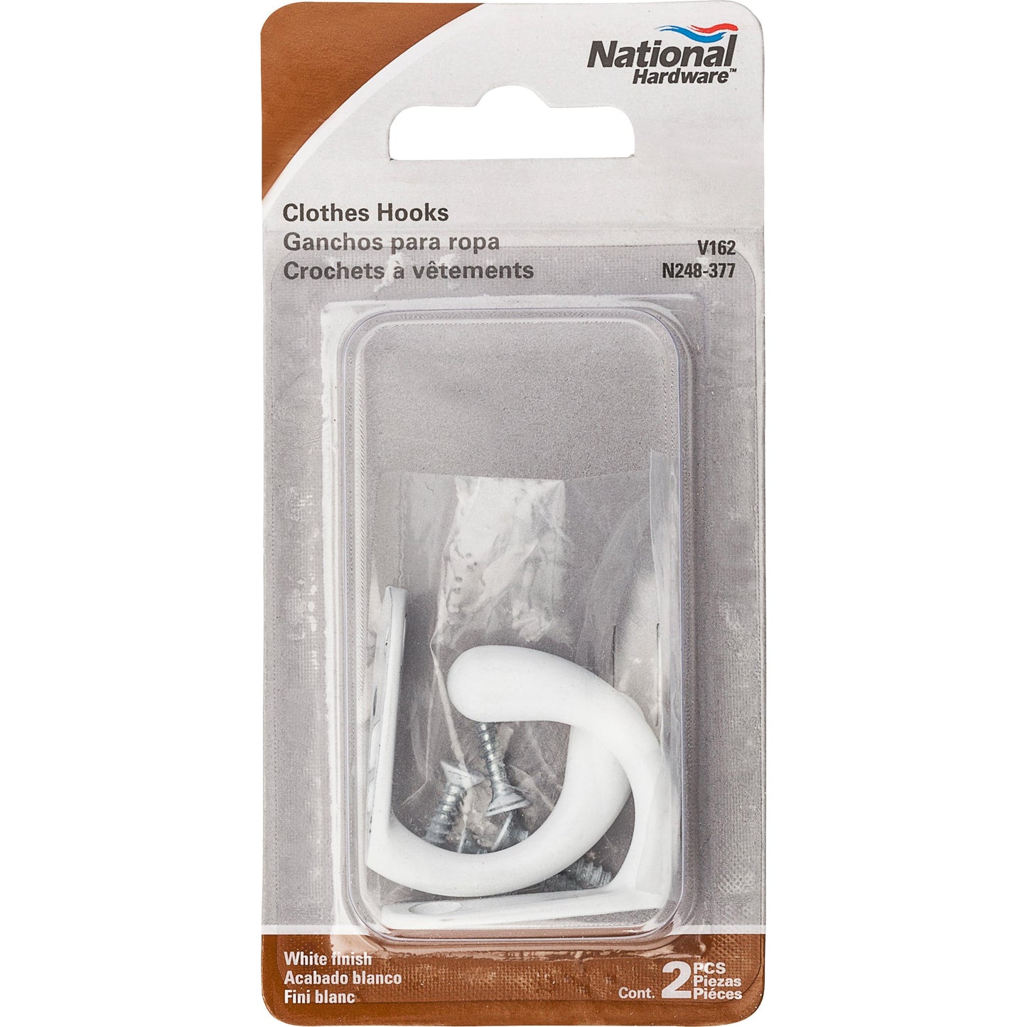 V162 Clothes Hook 2/pk - White