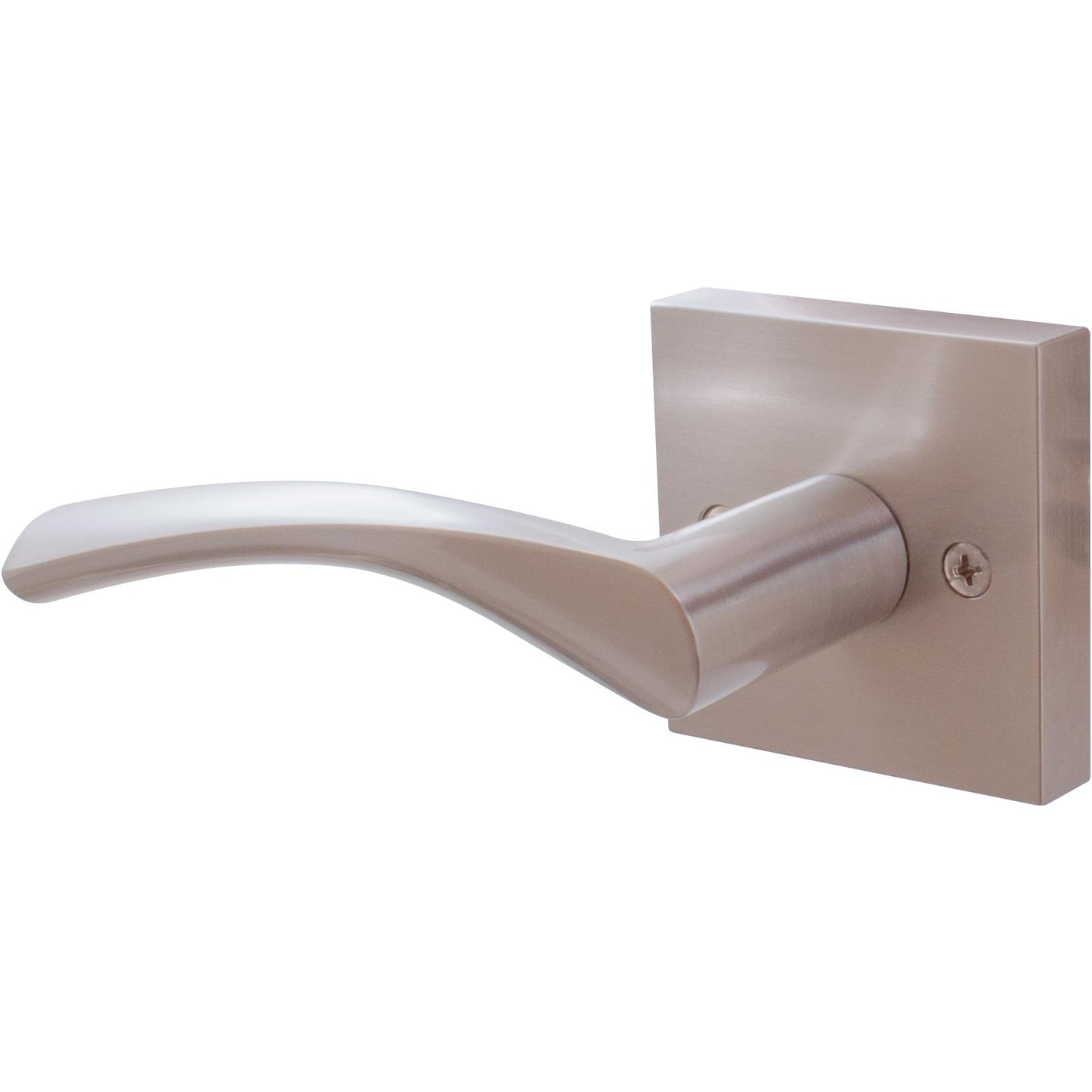 Stone Harbor Hardware Turin Door Lever with Square Rosette, Dummy (Non-Turning) Latch, Left-Handed, Satin Nickel
