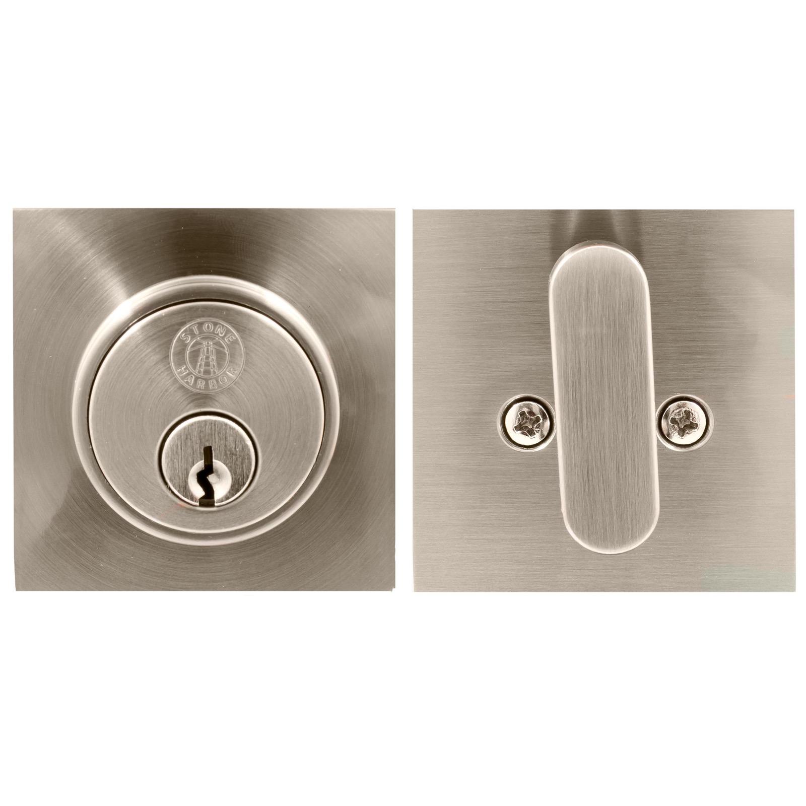 Stone Harbor Hardware Grade 3 Contemporary Square Deadbolt, SC Keyway, Satin Nickel