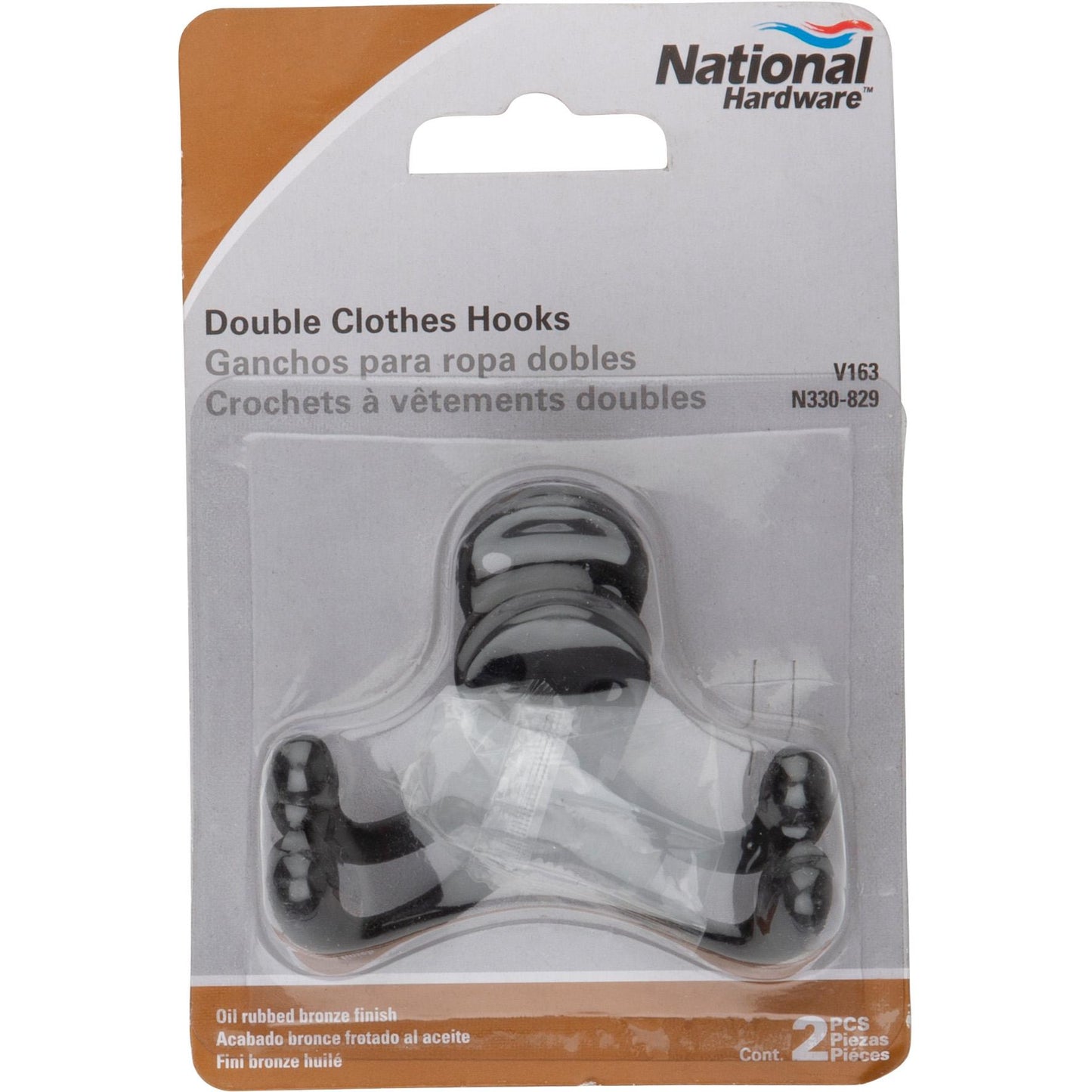 V163 Double Clothes Hook 2/pk - Oil-Rubbed Bronze