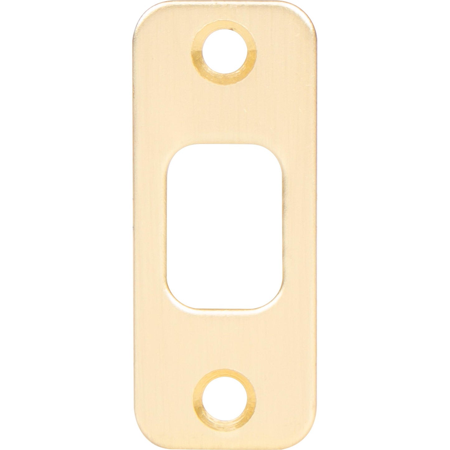 Stone Harbor Hardware Round Corner Deadbolt Strike Plate, 1-1/8" x 2-3/4", 2-1/8" Center-to-Center, Satin Brass