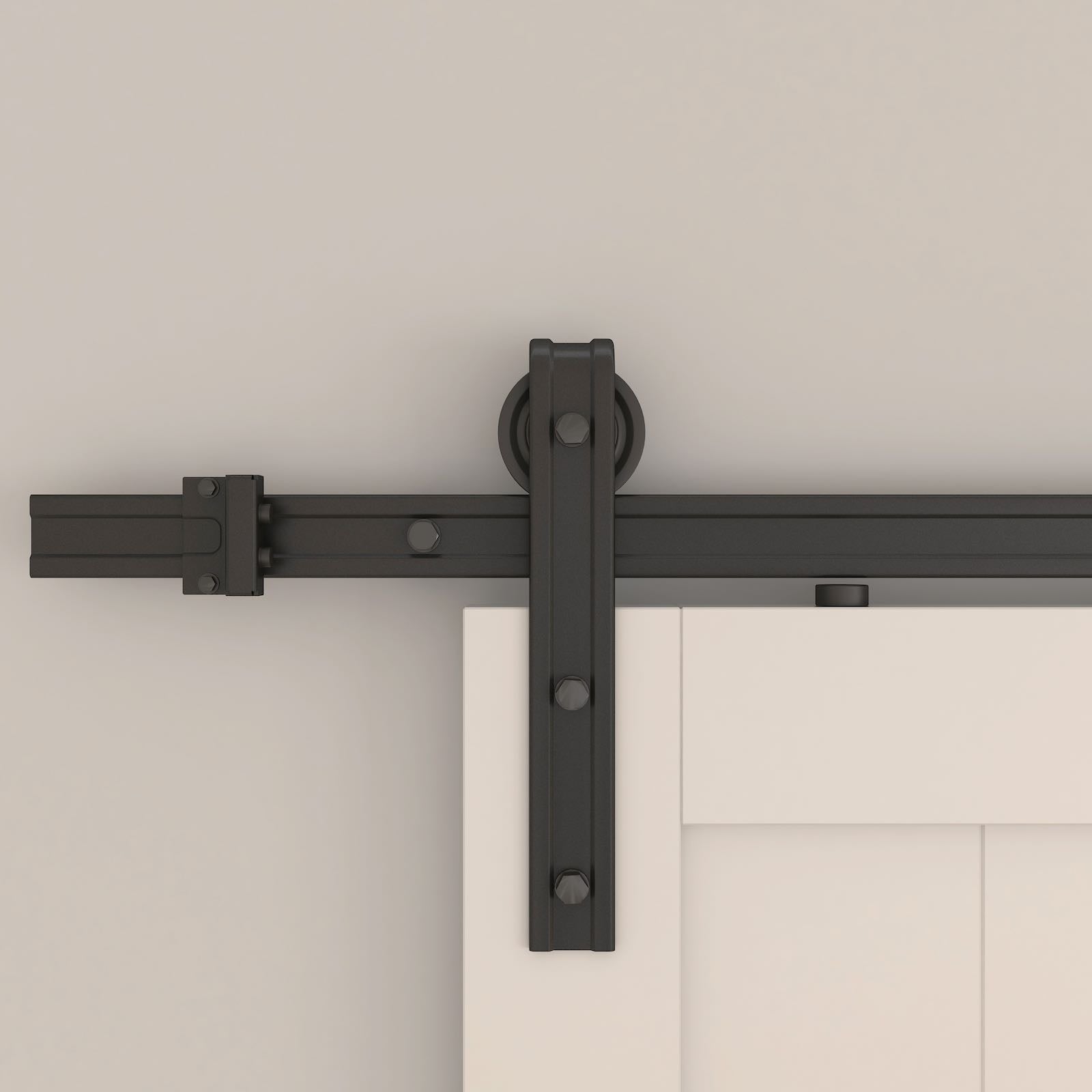 Fluted Strap Style Sliding Door Hardware Set, Fits Doors up to 36 Inches, Matte Black