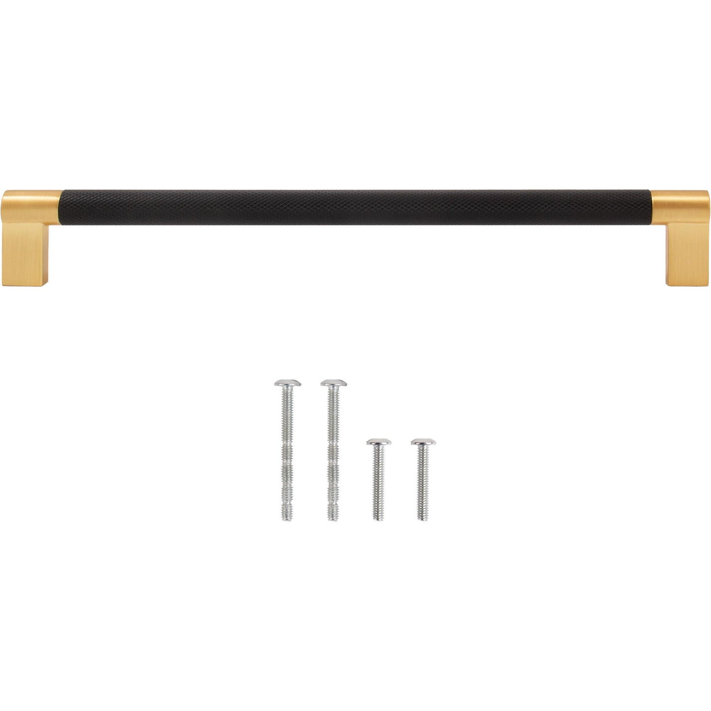 Stone Harbor Hardware Urban Cabinet Pull, 224 Millimeters, Matte Black with Satin Brass Ends