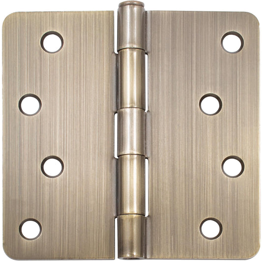Stone Harbor Hardware Standard Hinge, 4 Inches, 1/4" Radius Corner, Bulk Pack (100 Each), Antique Brass
