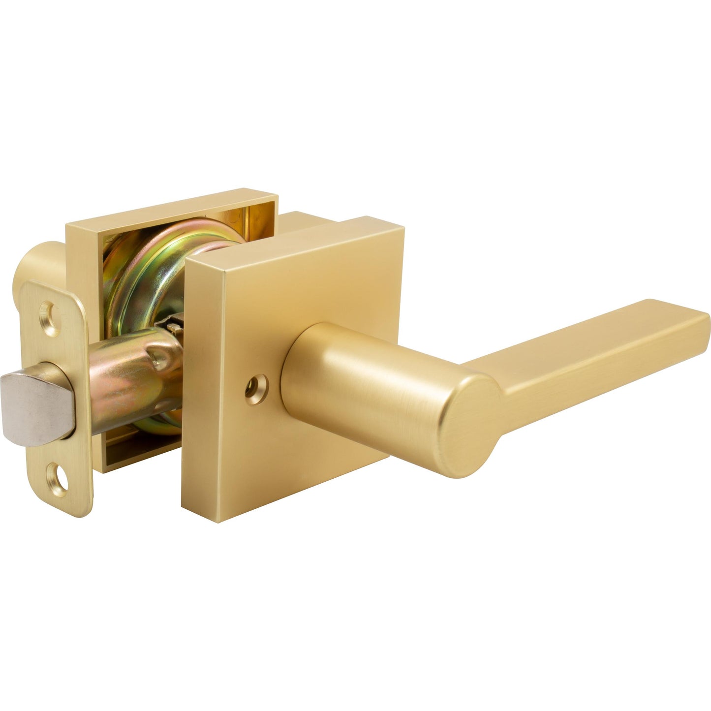 Stone Harbor Hardware Vienna Door Lever with Square Rosette, Passage (Hall/Closet) Latch, Satin Brass