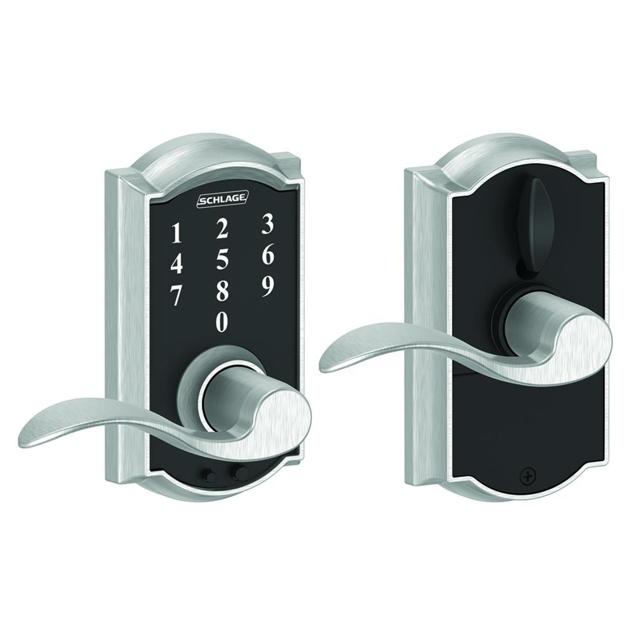 FE695CAM626ACC 16-086 10-027 Accent / Camelot Touch Keyless Lever - Satin Chrome
