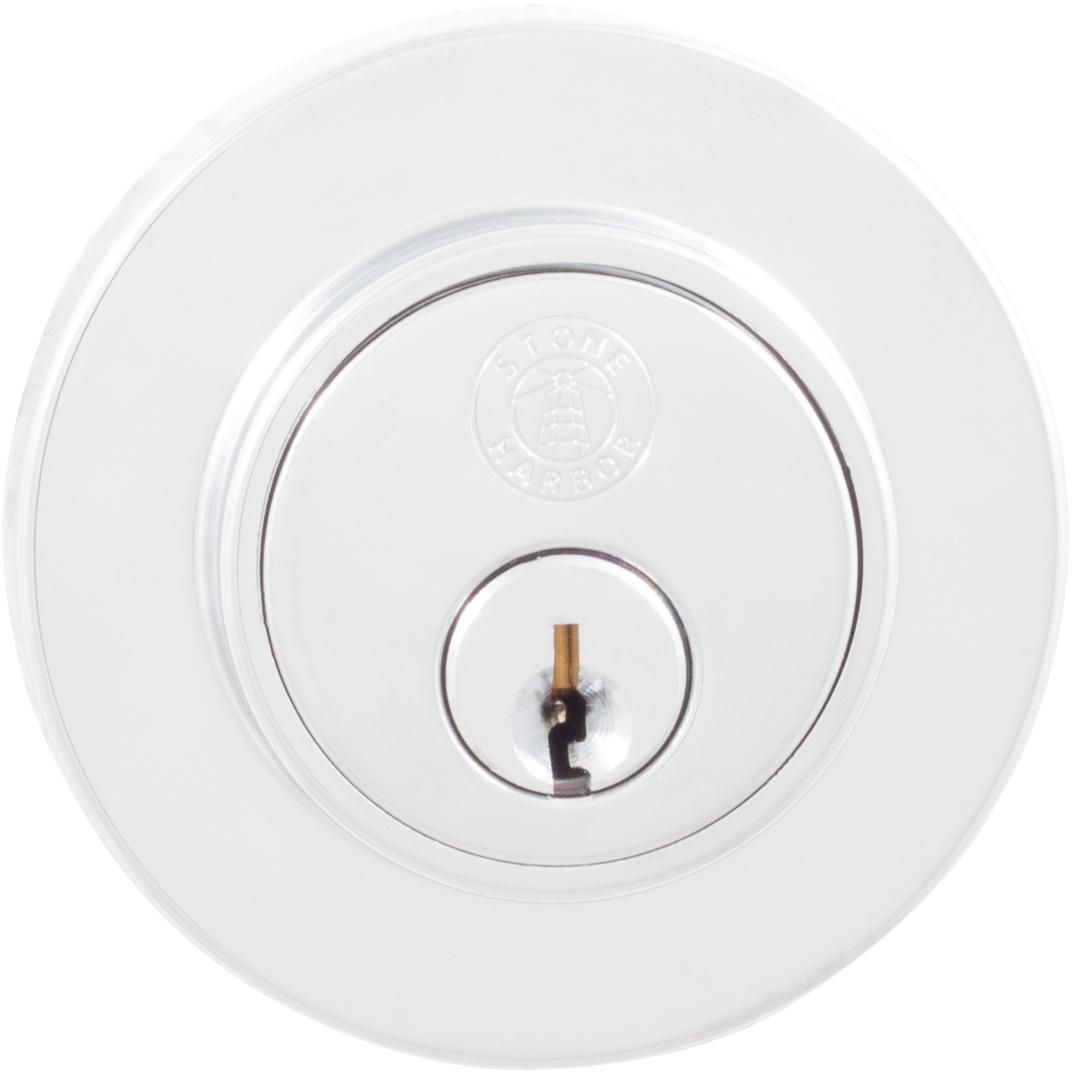 Stone Harbor Hardware Grade 3 Contemporary Round Deadbolt, KW Keyway, Polished Chrome