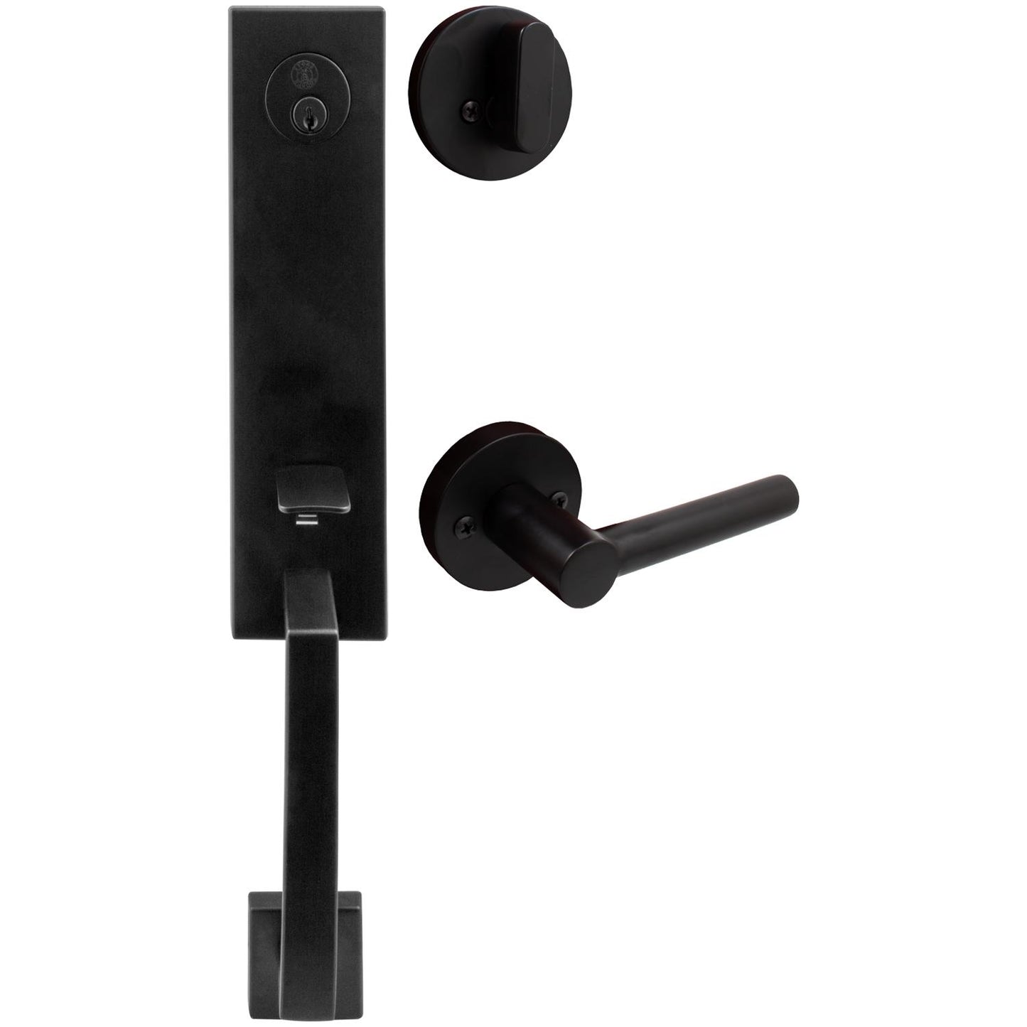 Stone Harbor Hardware Munich Handleset, Zurich Interior Trim, KW Keyway, Matte Black