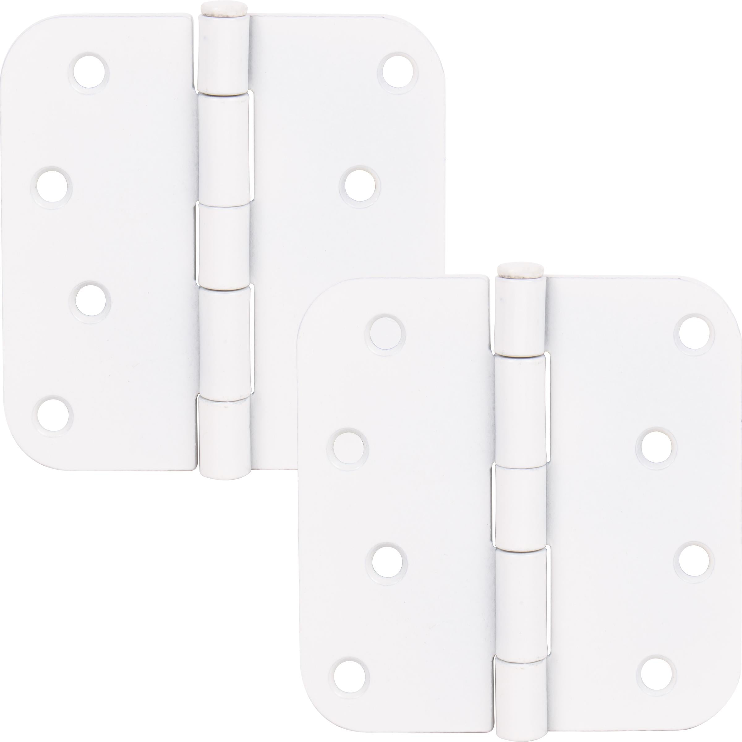 Stone Harbor Hardware 4" Door Hinges, 5/8" Radius Corner, White, 2-Pack