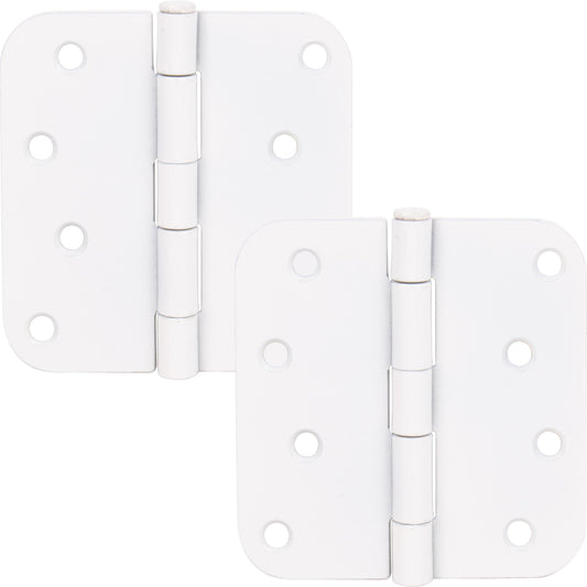Stone Harbor Hardware 4" Door Hinges, 5/8" Radius Corner, White, 2-Pack
