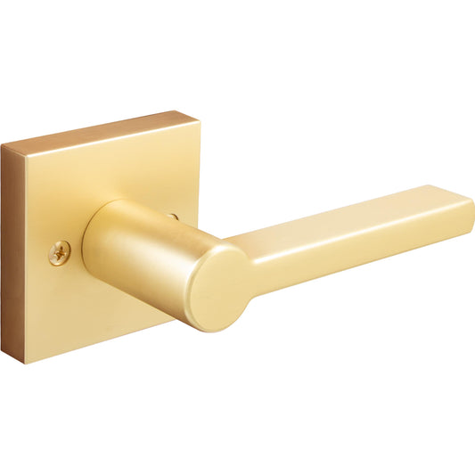 Stone Harbor Hardware Vienna Door Lever with Square Rosette, Dummy (Non-Turning) Latch, Satin Brass