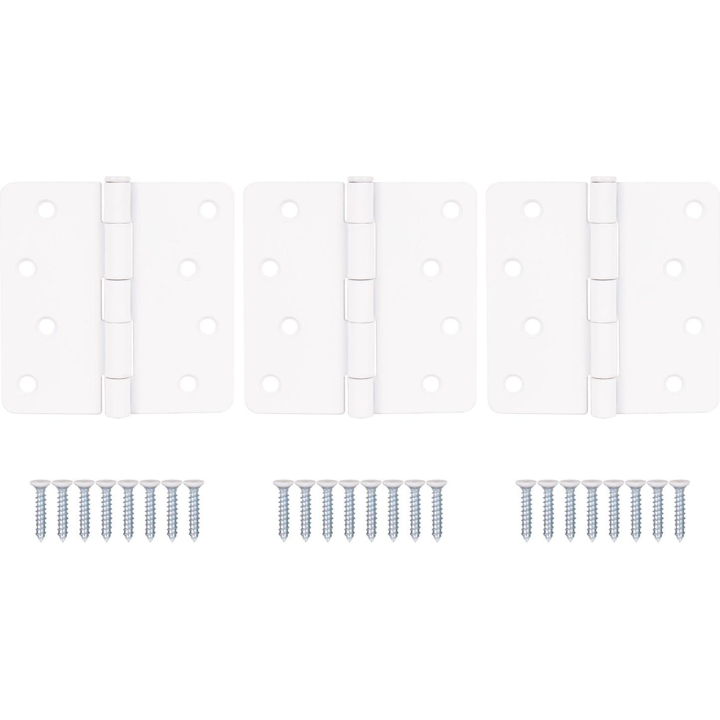 Stone Harbor Hardware 4" Door Hinges, 1/4" Radius Corner, White, 3-Pack