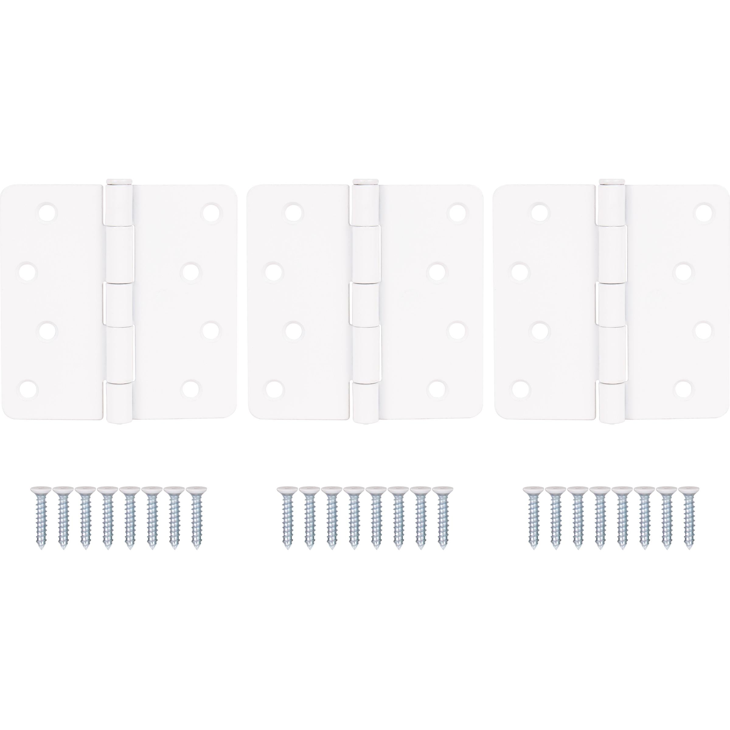 Stone Harbor Hardware 4" Door Hinges, 1/4" Radius Corner, White, 3-Pack