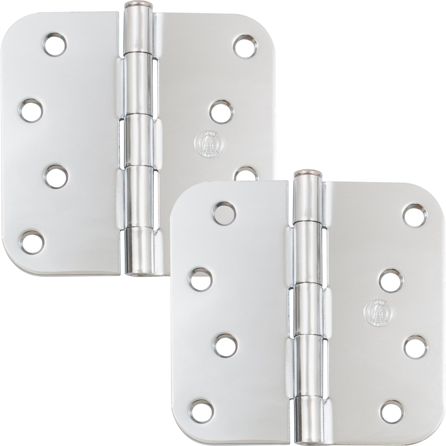 Stone Harbor Hardware 4" Door Hinges, 5/8" Radius Corner, Polished Chrome, 2-Pack