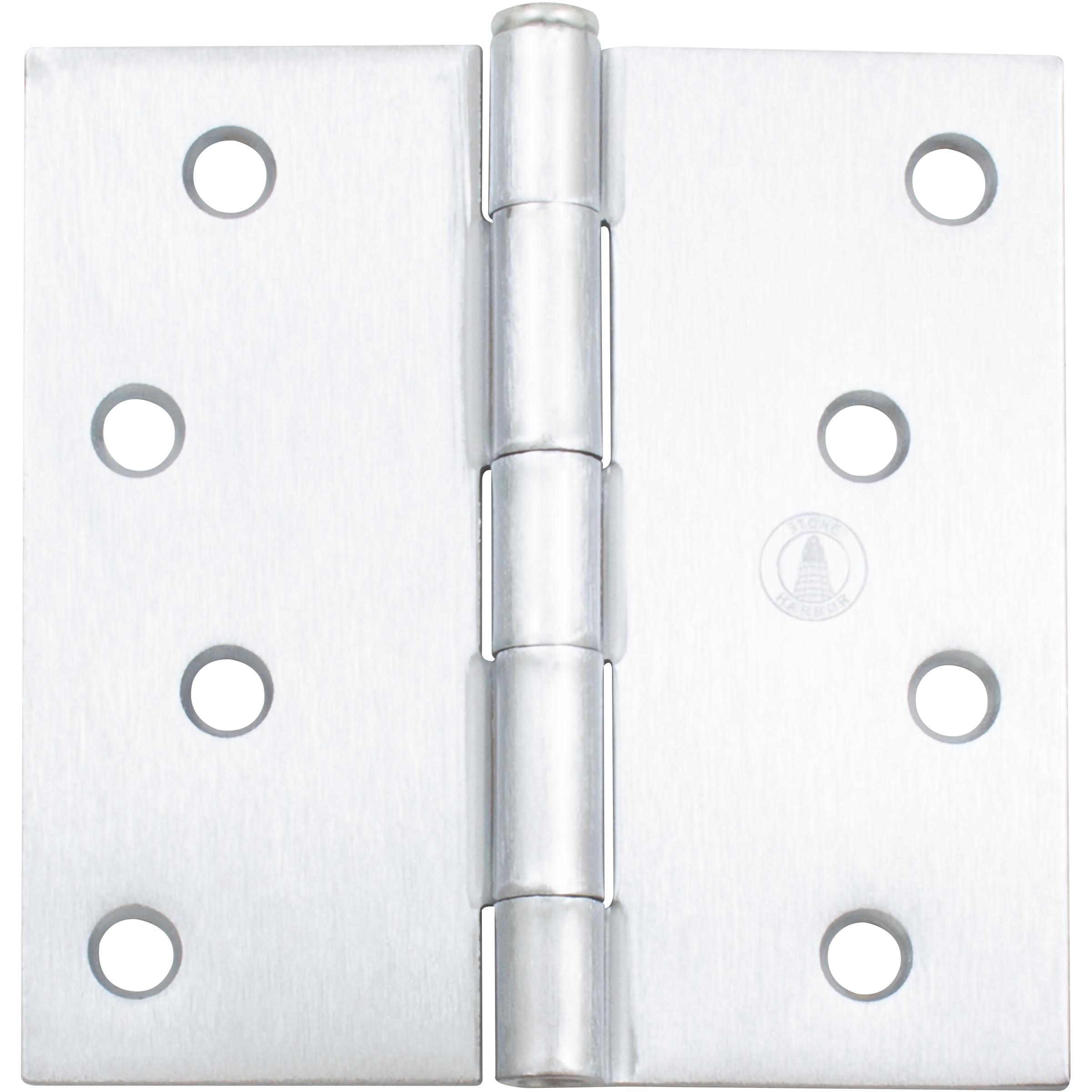 Stone Harbor Hardware 4" Door Hinges, Square Corner, Satin Chrome, 3-Pack