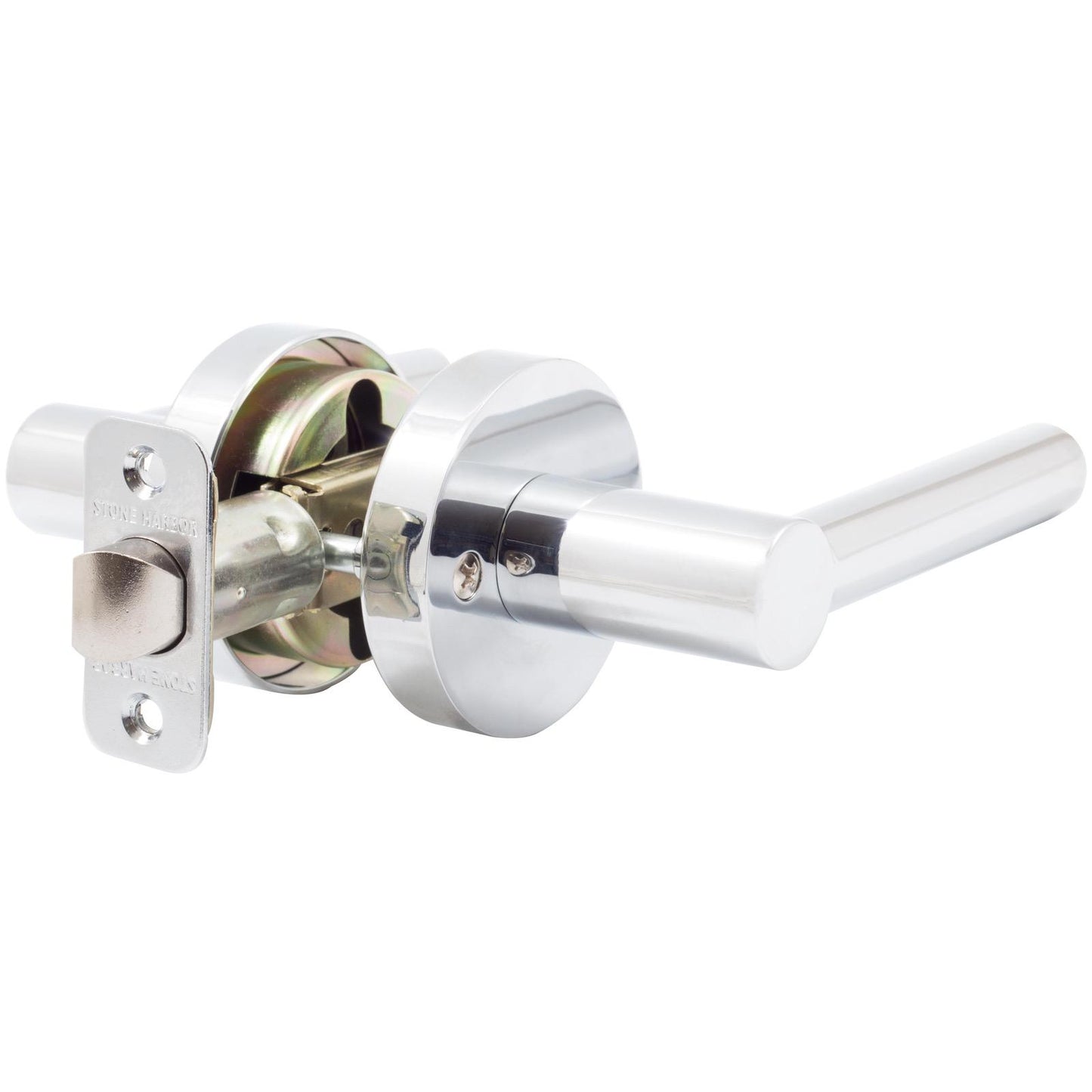 Stone Harbor Hardware Zurich Door Lever with Round Rosette, Passage (Hall/Closet) Latch, Polished Chrome