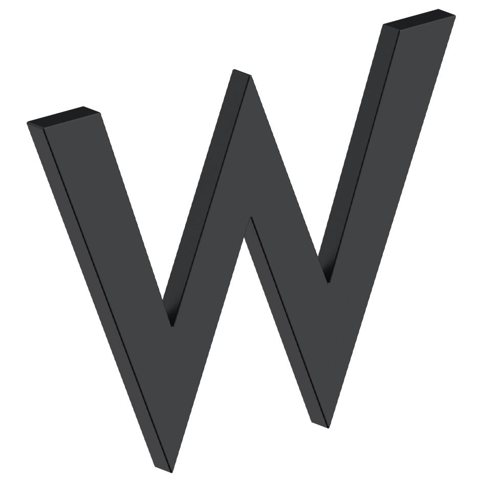 Deltana RNB-WU19 4" B Series Letter W with Risers - Matte Black