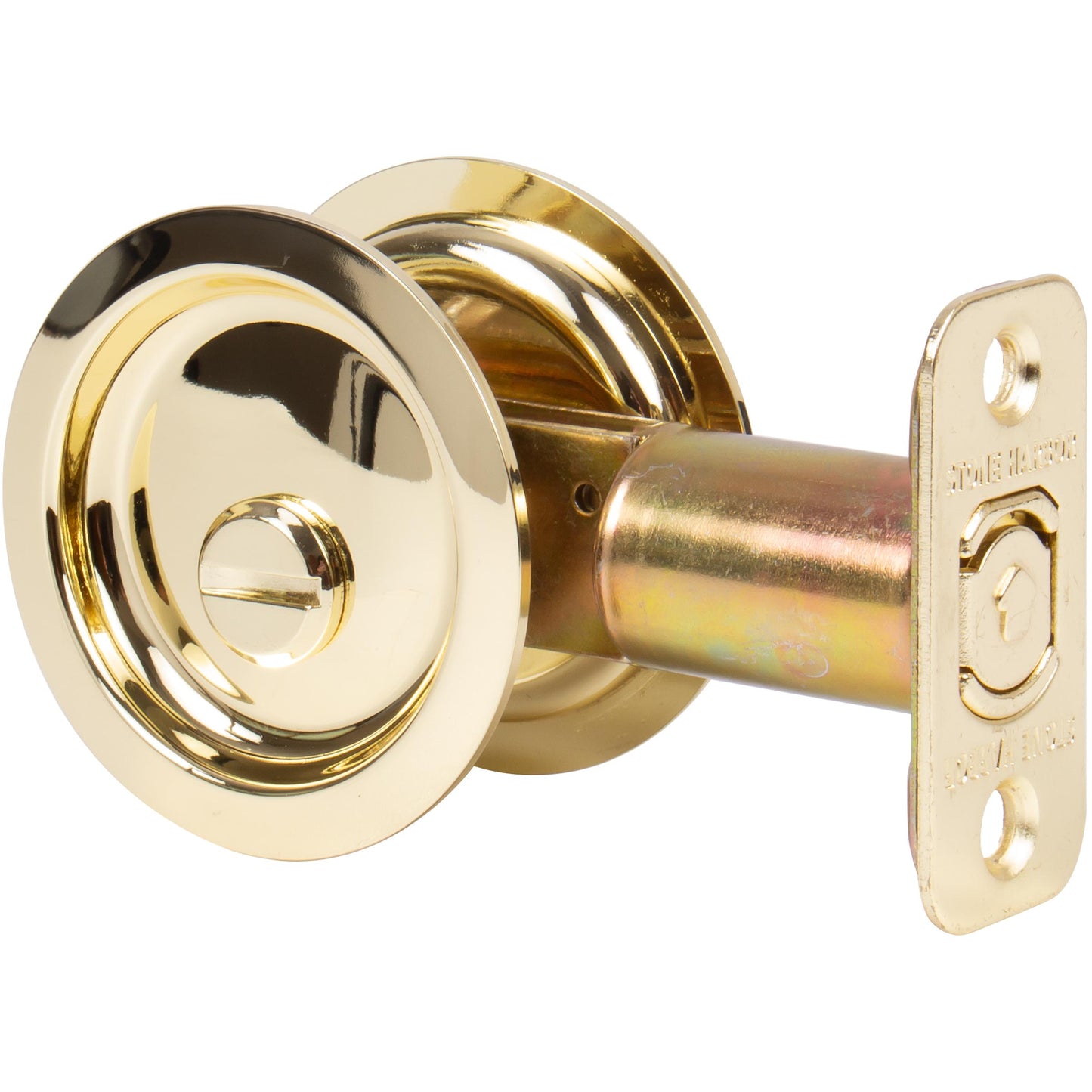 Stone Harbor Hardware Round Pocket Door Lock, Privacy Function, 2-3/4" Backset, Polished Brass