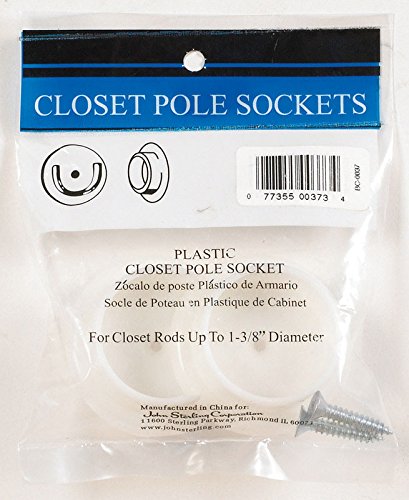 John Sterling Pole Sockets 1-1/4" Plastic White Plastic 1-3/8" Dia.