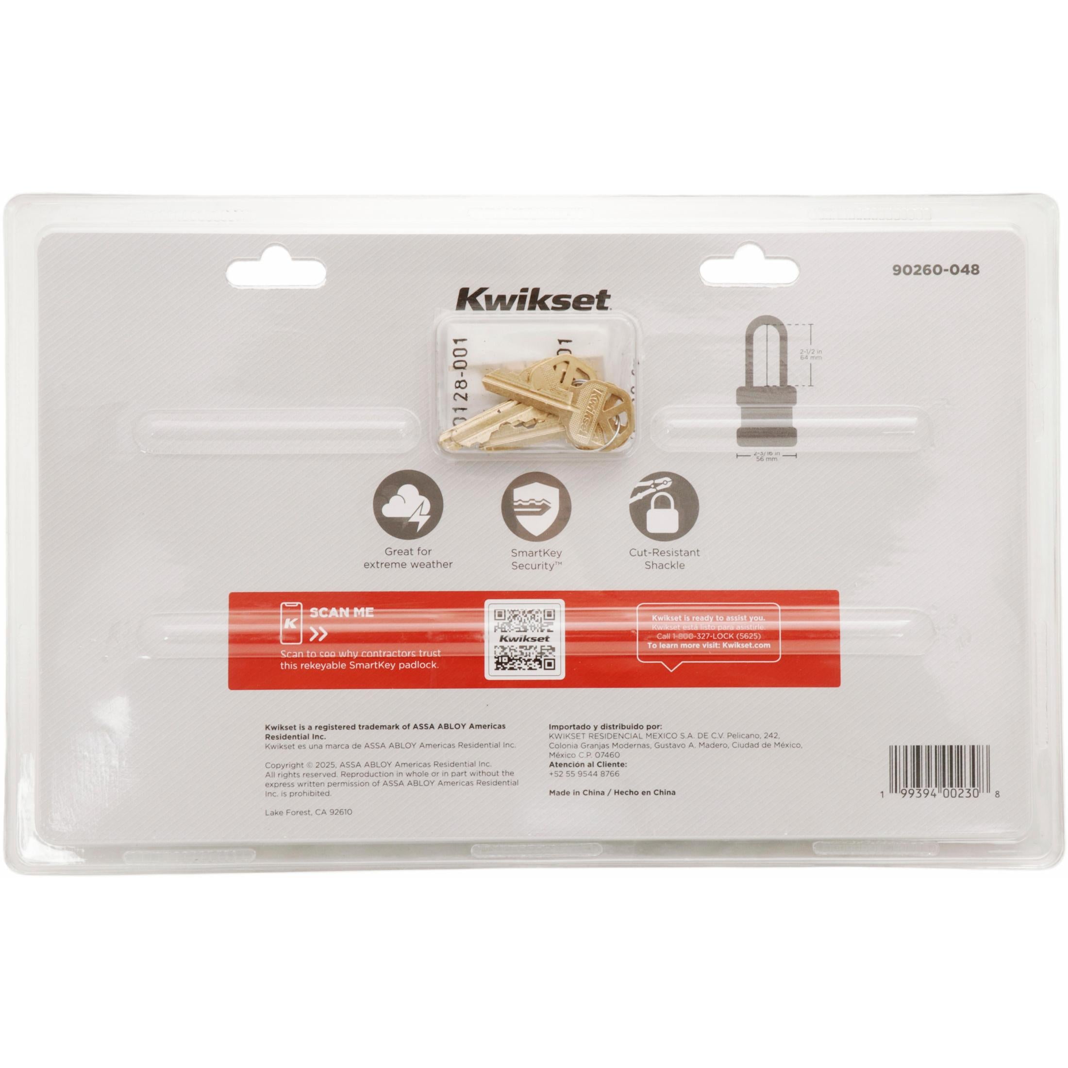 Kwikset 2" Padlock SMT KA with 2-1/2" Shackle, 4-Pack