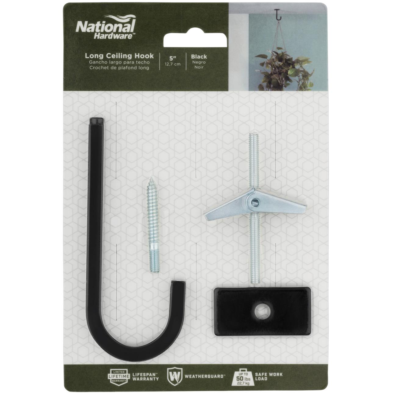 National Hardware - N275-510 - V2646 - 5" Extended Ceiling Hook in Black