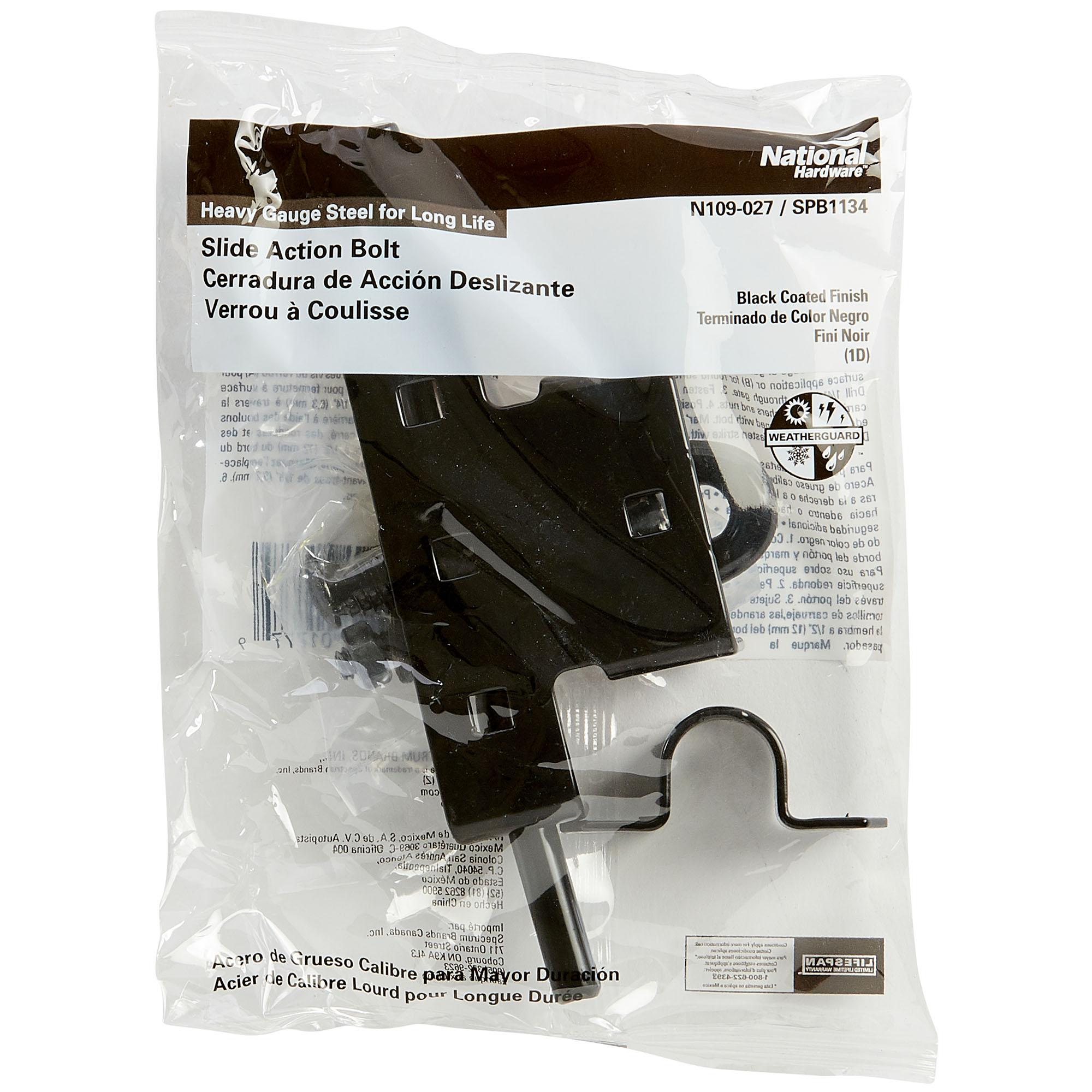 National Hardware - N109-027 SPB1134 Sliding Bolt Door / Gate Latch in Black