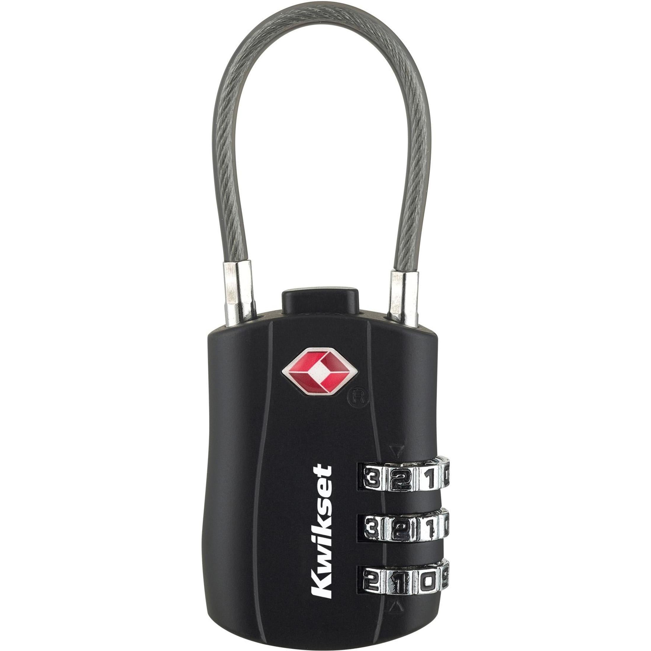 Kwikset 1-3/16" TSA Cable Combination Padlock with 1-1/2" Shackle, Black