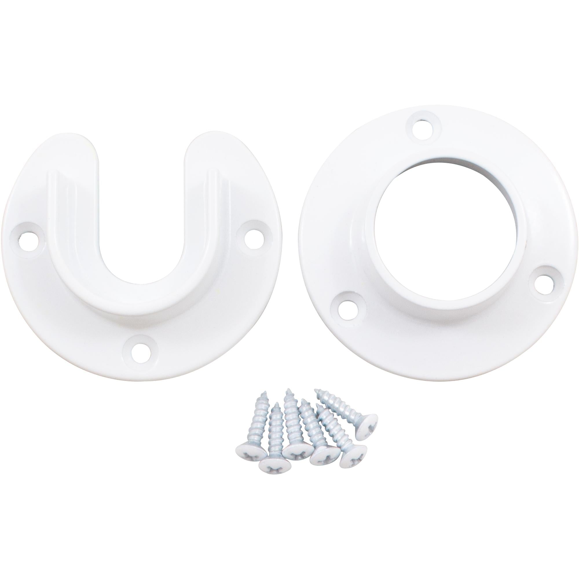 Stone Harbor Hardware Heavy-Duty Pole Sockets, Fits Poles up to 1-5/16" Diameter, White