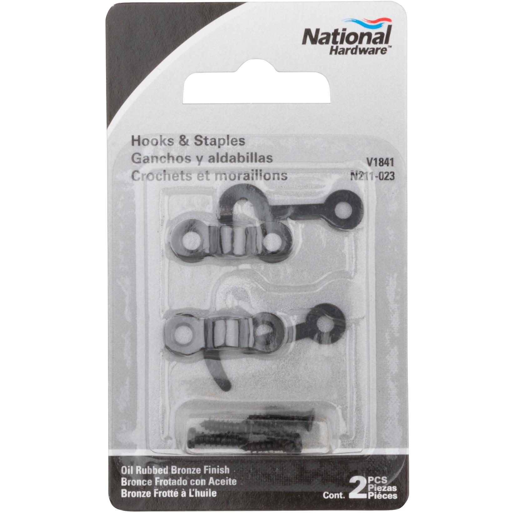 National Hardware - V1841 Hooks and Staples 2/pk - Oil-Rubbed Bronze