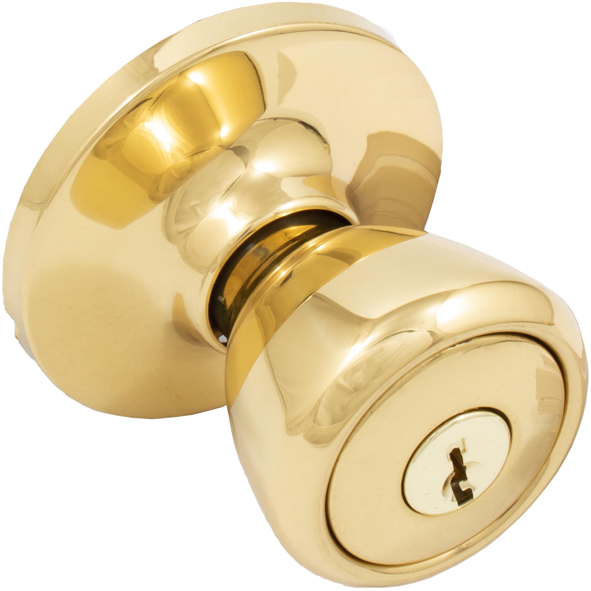 Stone Harbor Hardware Tulip Door Knob, Entry Latch, WR5 Keyway, Polished Brass