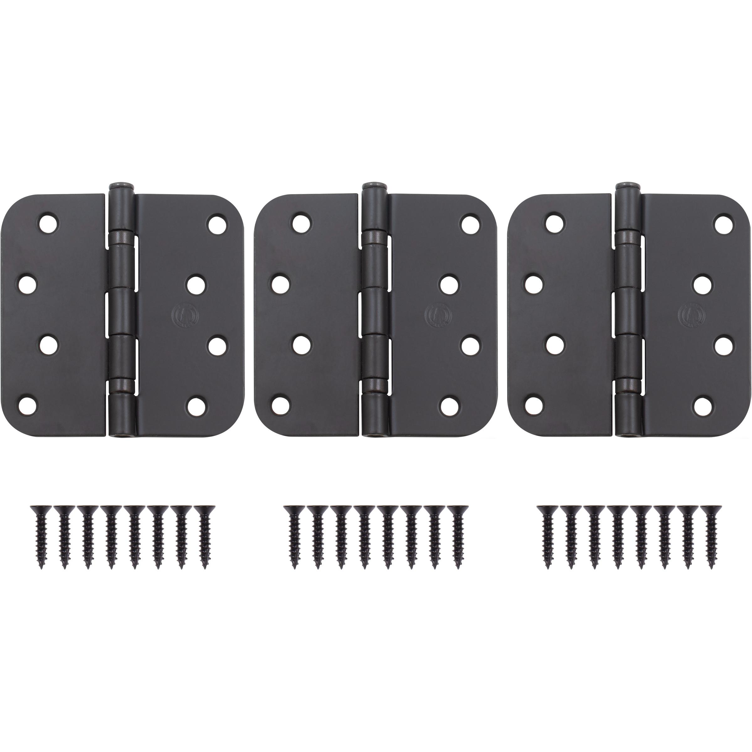 Stone Harbor Hardware 4" Ball-Bearing Door Hinges, 5/8" Radius Corner, Oil-Rubbed Bronze, 3-Pack