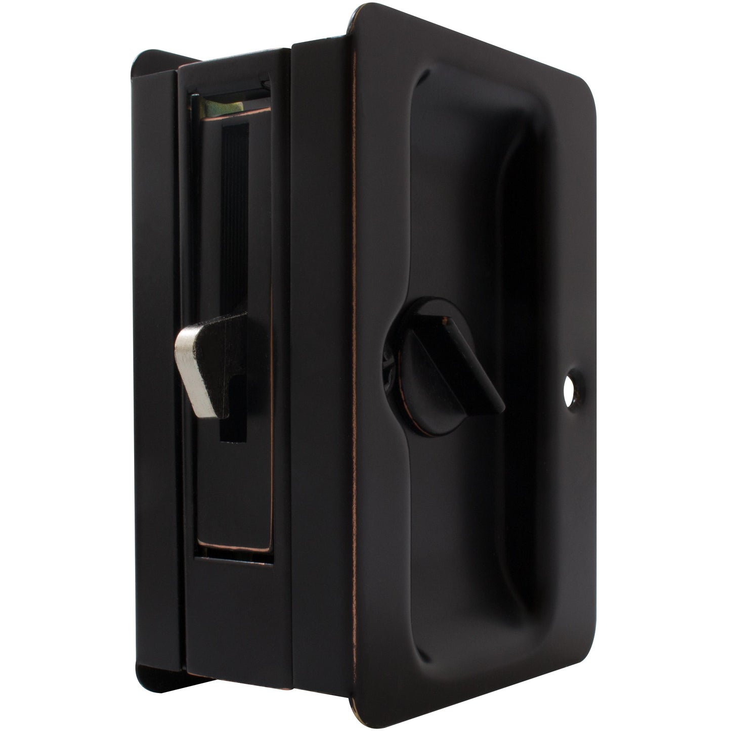 Stone Harbor Hardware Tall Square Pocket Door Lock, Privacy (Bed/Bath) Latch, Vintage Bronze