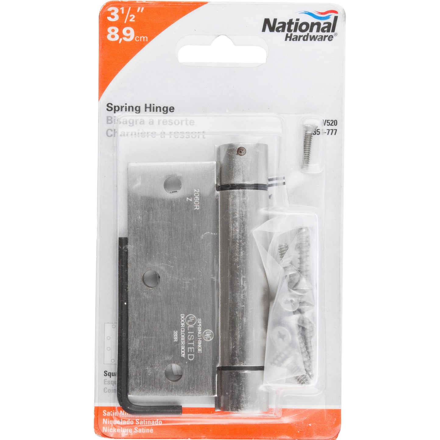 V520 3-1/2" Spring Hinge 1/pk - Satin Nickel