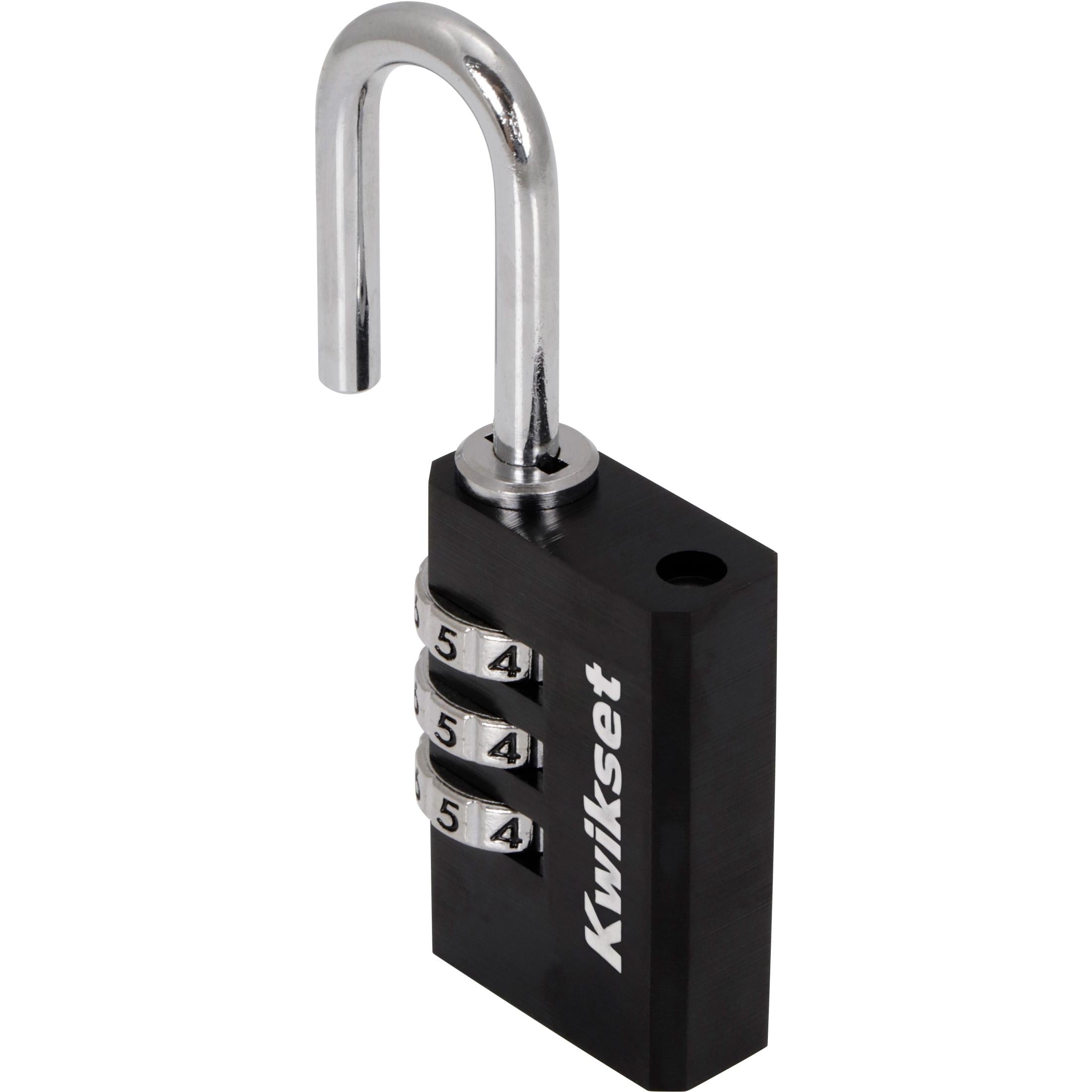 Kwikset 1-1/8" Aluminum Combination Padlock with 1" Shackle, Black