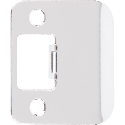 Stone Harbor Hardware Round Corner Extended Lip Strike Plate, 2-1/4" x 1-1/2", (2" Overall Length), Polished Chrome