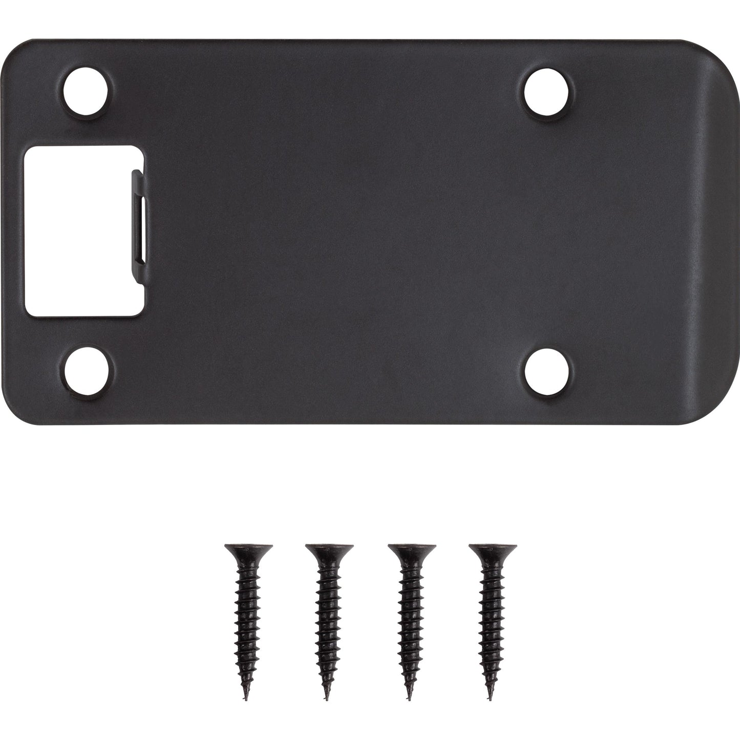 Stone Harbor Hardware Round Corner Extended Lip Strike Plate, 2-1/4" x 4", (4-1/2" Overall Length), Matte Black