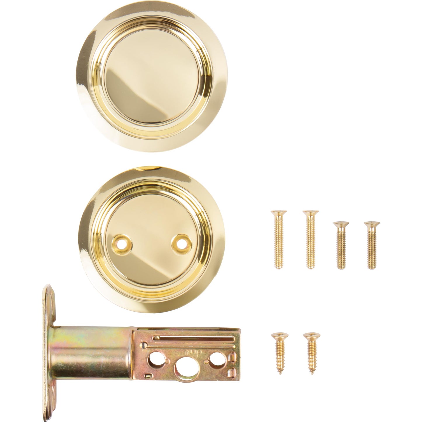 Stone Harbor Hardware Round Pocket Door Lock, Passage Function, 2-3/8" Backset, Polished Brass