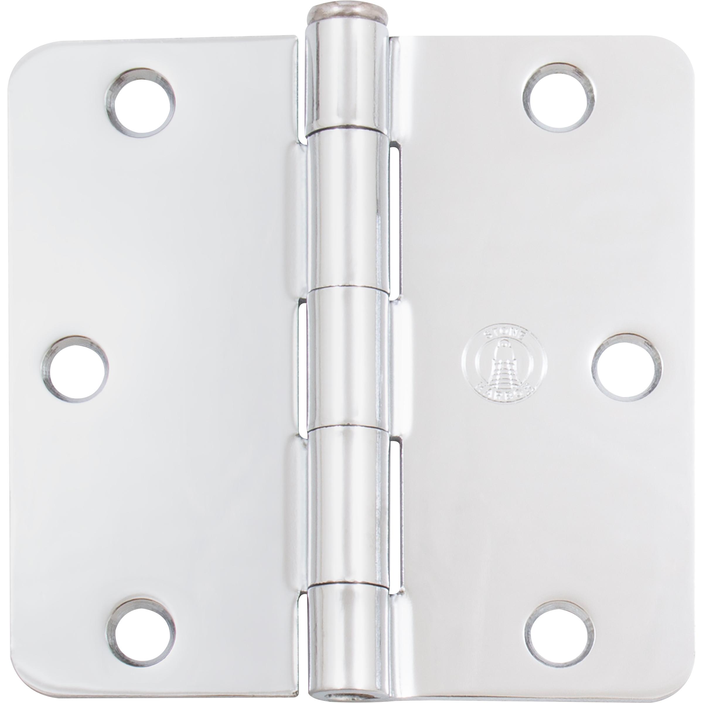 Stone Harbor Hardware 3-1/2" Door Hinges, 1/4" Radius Corner, Polished Chrome, 2-Pack