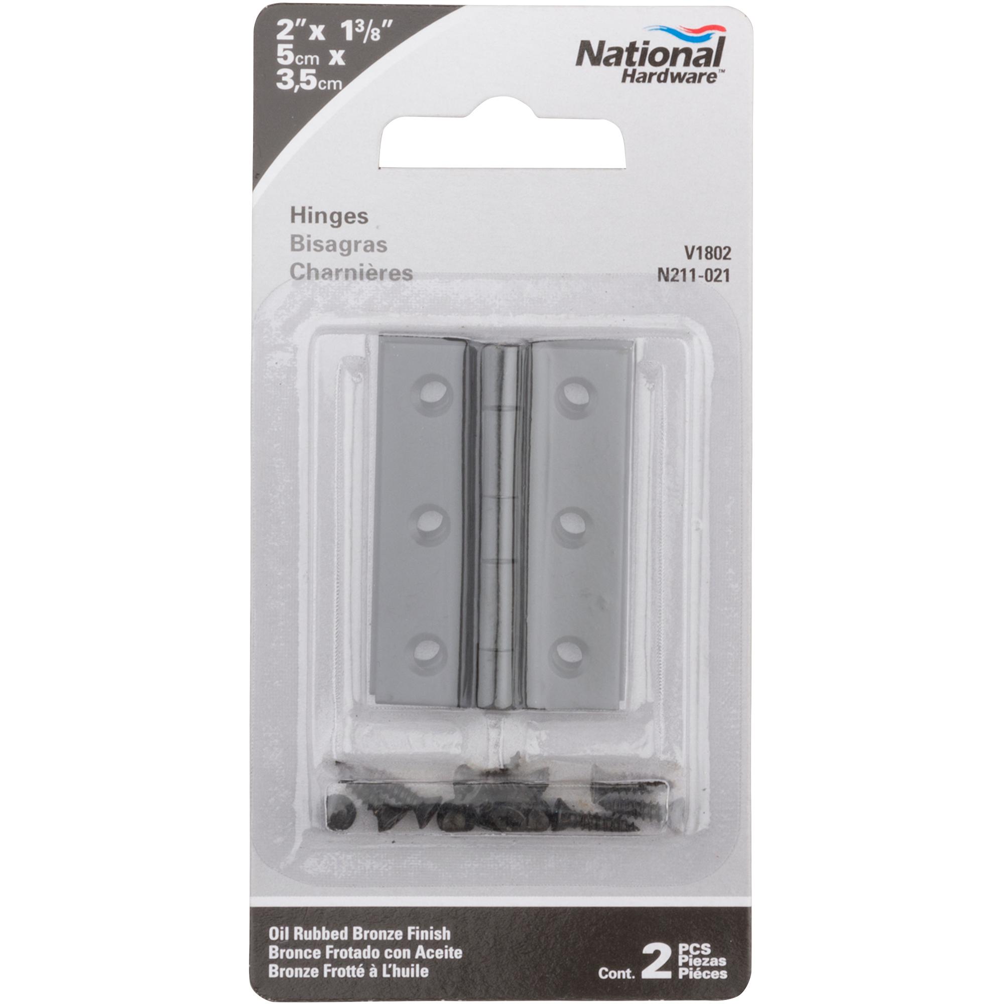 National Hardware - N211-021 V1802 2" x 1-3/8" Hinge - Oil-Rubbed Bronze, 2 pack