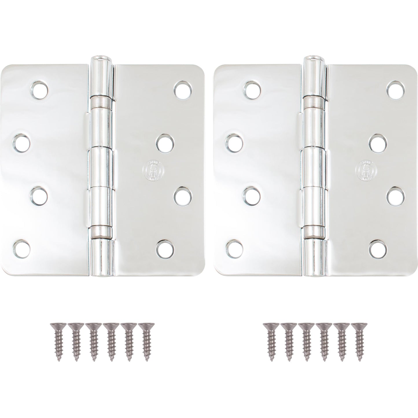 Stone Harbor Hardware 4" Ball-Bearing Door Hinges, 1/4" Radius Corner, Polished Chrome, 2-Pack