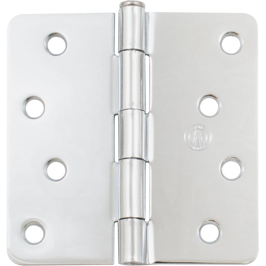 Stone Harbor Hardware Standard Hinge, 4 Inches, 1/4" Radius Corner, Bulk Pack (100 Each), Polished Chrome