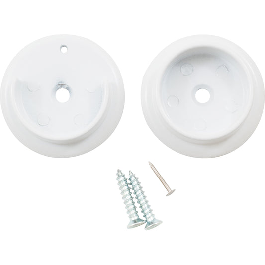 Stone Harbor Hardware Heavy-Duty Metal Pole Sockets, Fits Poles up to 1-3/8" Diameter, White