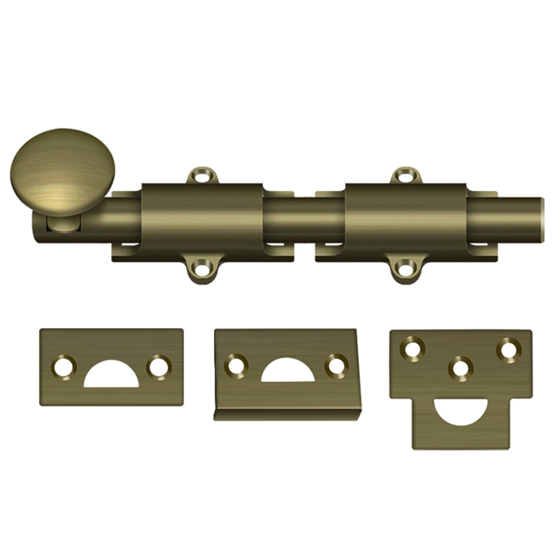 Deltana 6SB5 HD Solid Brass 6-Inch Surface Bolt