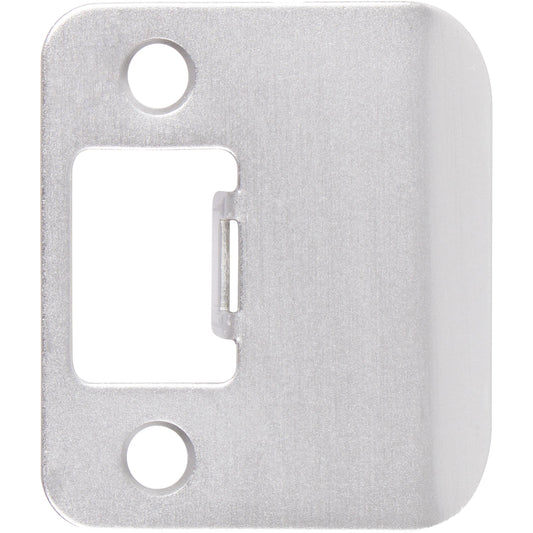 Stone Harbor Hardware Round Corner Extended Lip Strike Plate, 2-1/4" x 1-1/2", (2" Overall Length), Satin Chrome