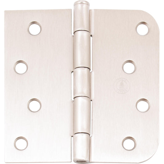 Stone Harbor Hardware Standard Hinge, 4 Inches, 5/8" Radius Corner, 2-Pack, Satin Nickel