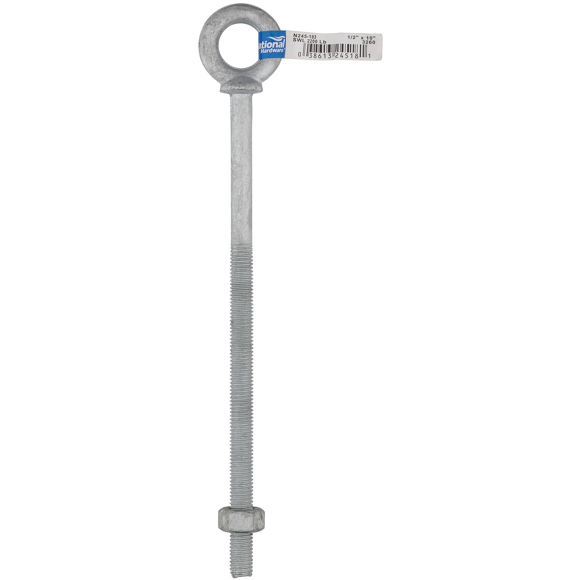 National Hardware - N245-183 3260BC, 1/2" x 10" Eye Bolt in Galvanized