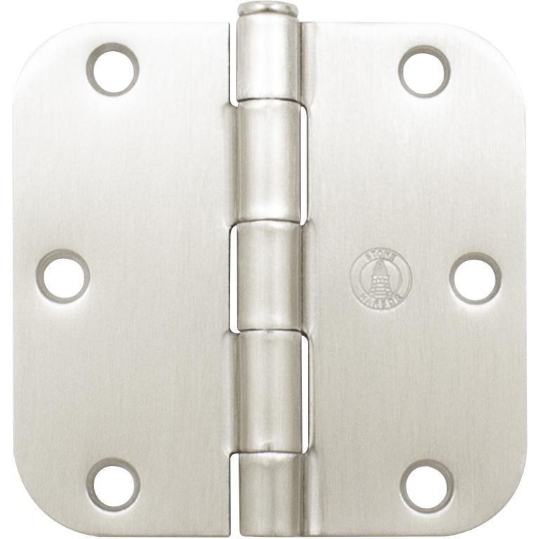 Stone Harbor Hardware 3-1/2" Door Hinges, 5/8" Radius Corner, Satin Nickel, 2-Pack