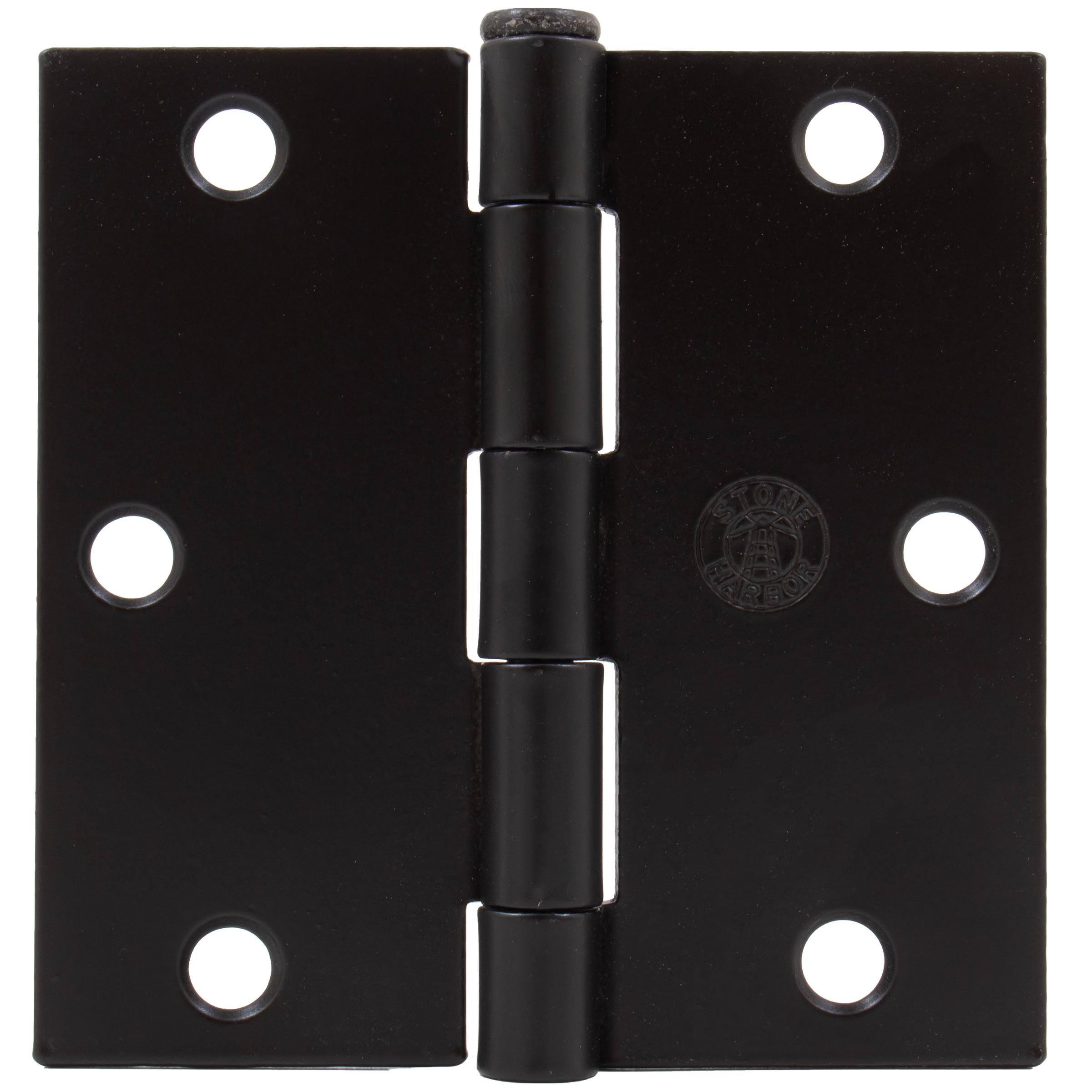 Stone Harbor Hardware 3-1/2" Door Hinges, Square Corner, Matte Black, 3-Pack