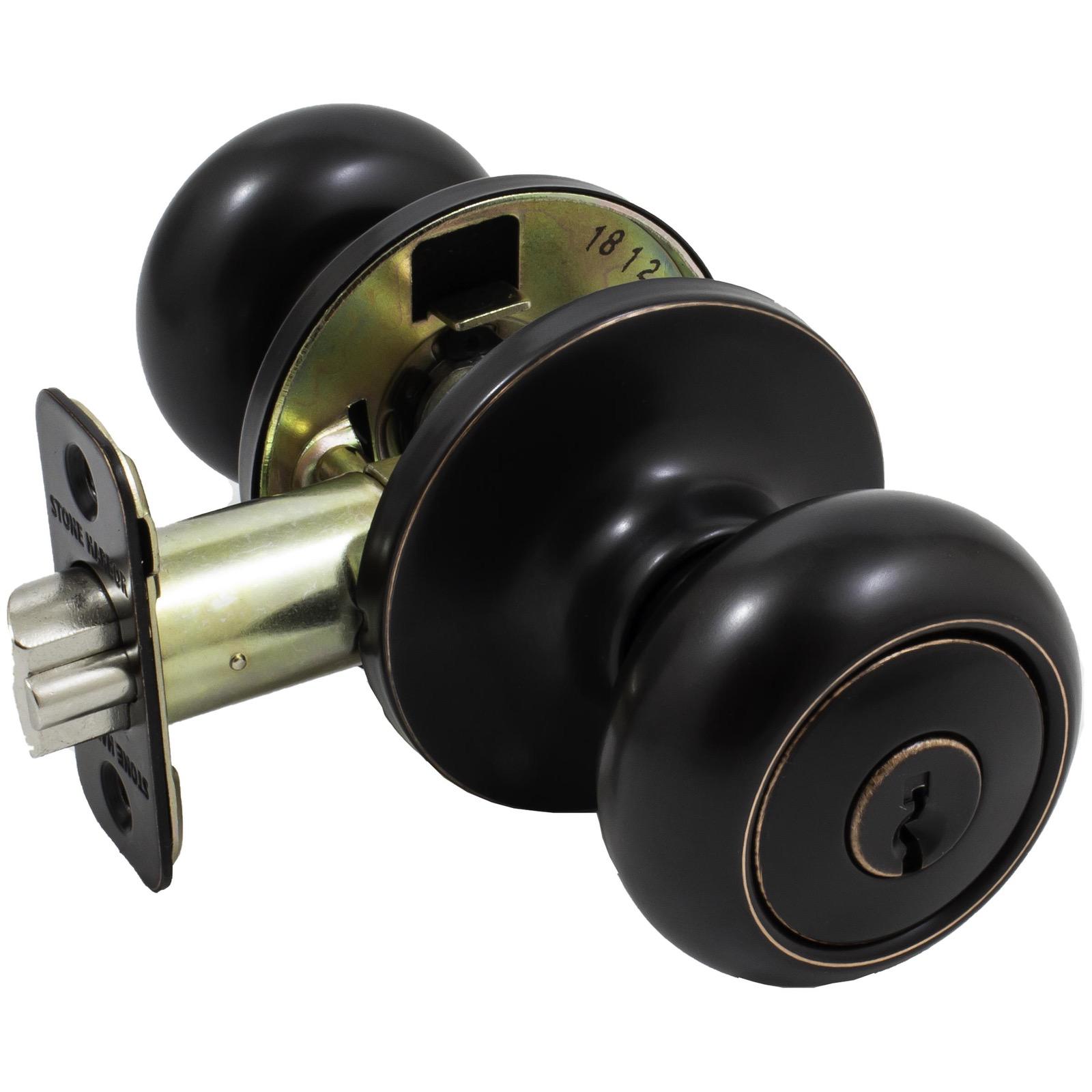 Stone Harbor Hardware Highland Door Knob, Entry Latch, KW Keyway, Vintage Bronze