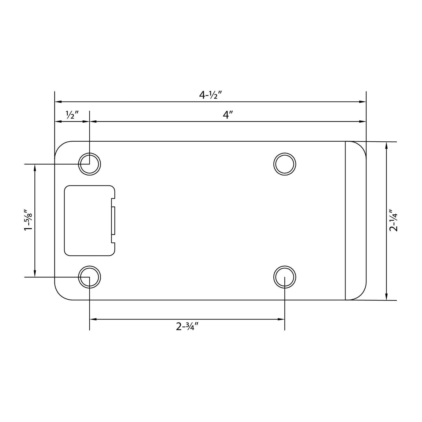 Stone Harbor Hardware Round Corner Extended Lip Strike Plate, 2-1/4" x 4", (4-1/2" Overall Length), Antique Brass